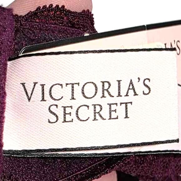 VS Victoria's Secret Lace Underwire Strapless Bandeau Bra Burgundy Small NEW - Picture 5 of 11